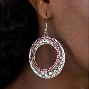 Elegant Silver and Red Hoop Earrings